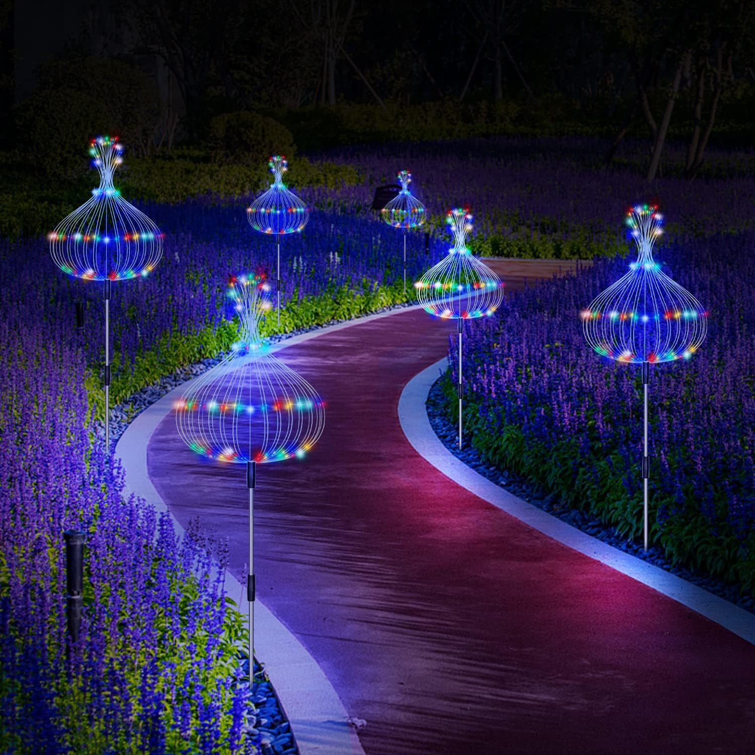Amazon solar fireworks lights, LED lights, Christmas ground plug, 8 modes, outdoor waterproof garden courtyard decoration
