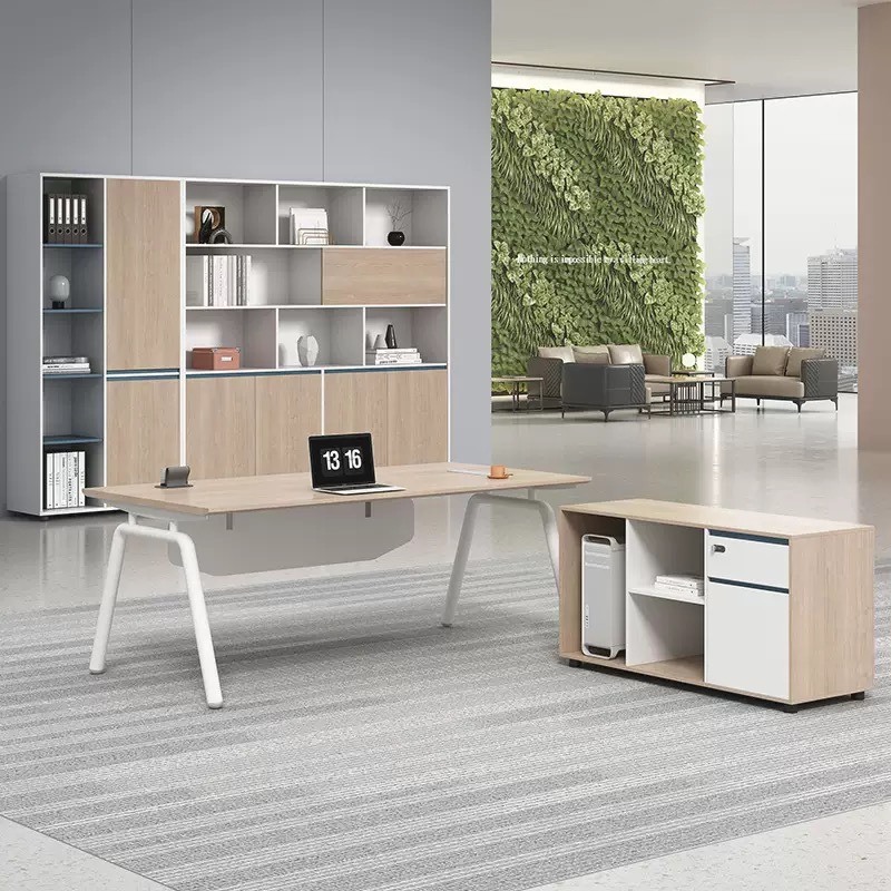 Modern minimalist home study, office desk, boss's office, large shift desk, manager's combination office space
