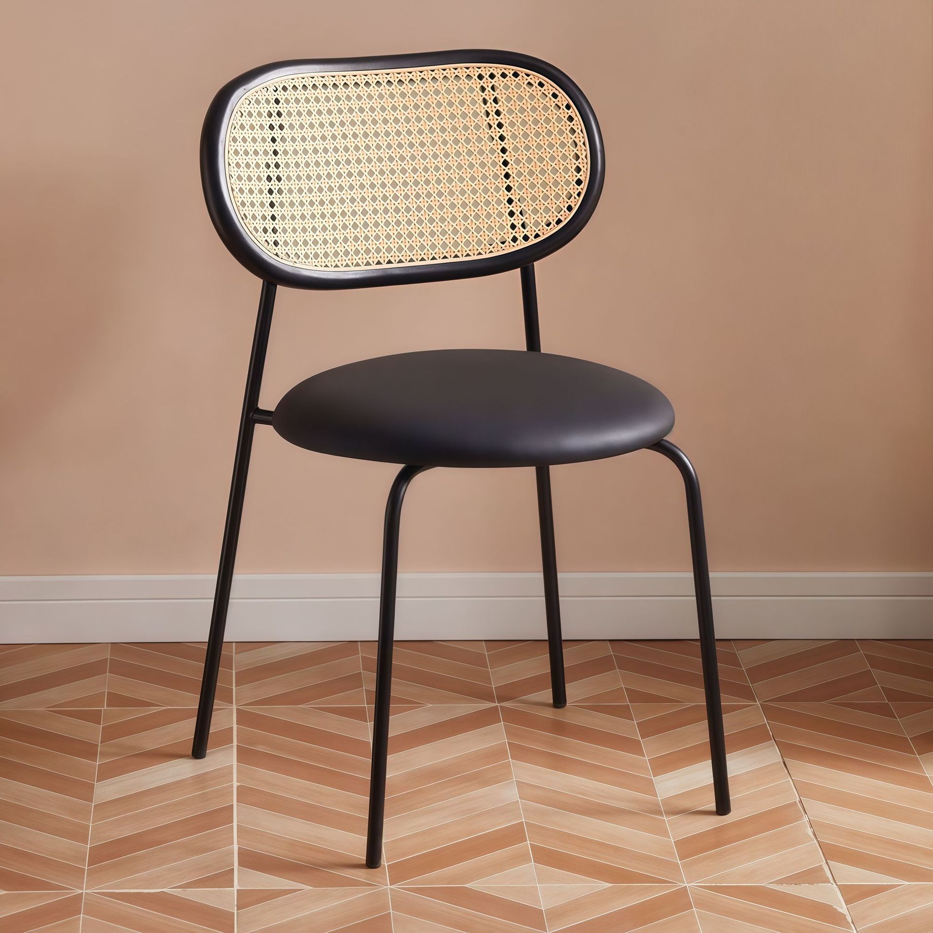 Nordic cream internet celebrity ins home antique imitation rattan chair dining chair simple balcony leisure backrest chair retro chair