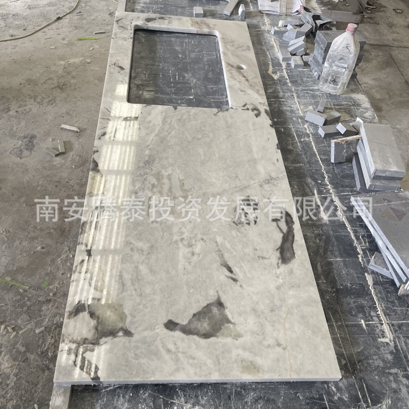Customized natural Fanti white luxury stone washbasin countertop, marble countertop panel, stone, whole house customization