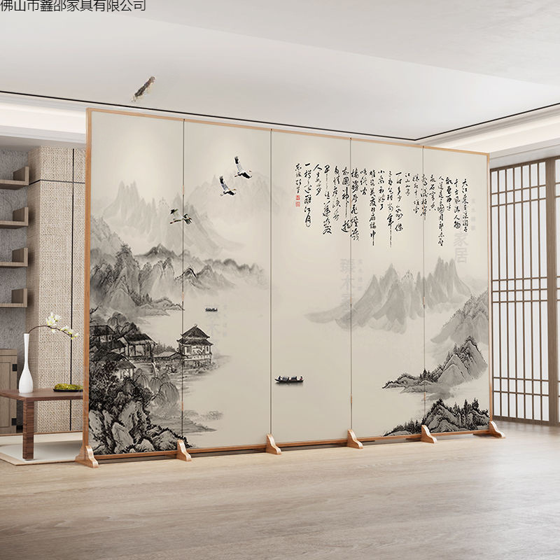 Simple modern Chinese style screen partition, living room covering, entrance office, hotel foldable folding electric fan