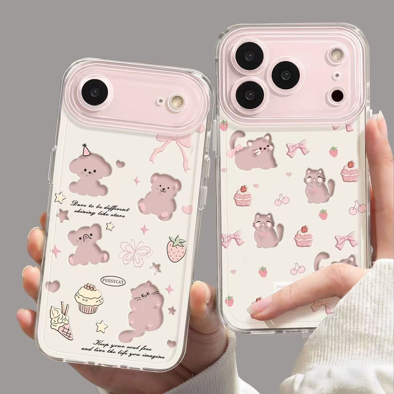 Cat and Dog Suitable Apple 17 Promax Phone Case Anti Drop iPhone 16 Transparent 15 European and American 14 All Inclusive 13
