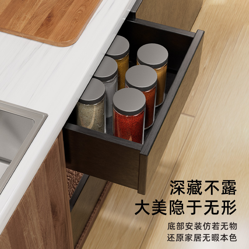 三节托底隐藏二节加厚轨道抽屉滑轨阻尼静音导轨橱柜轨道滑道配件