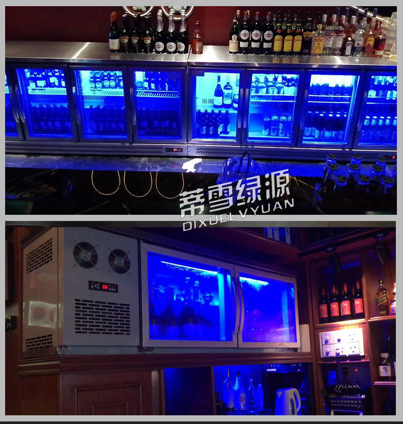 Full range copper tube commercial blue light refrigeration workbench, fresh-keeping glass door workbench, refrigeration and freezing operation table, freezer