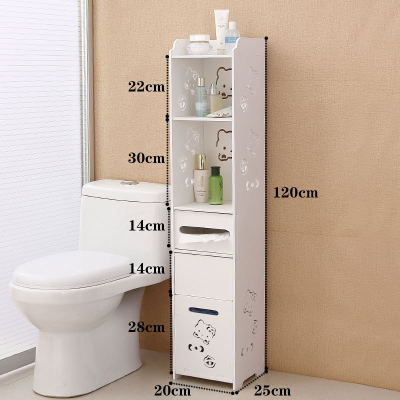 Bathroom side cabinet, toilet side cabinet with garbage bin, bathroom crevice shelf, toilet storage, waterproof storage cabinet