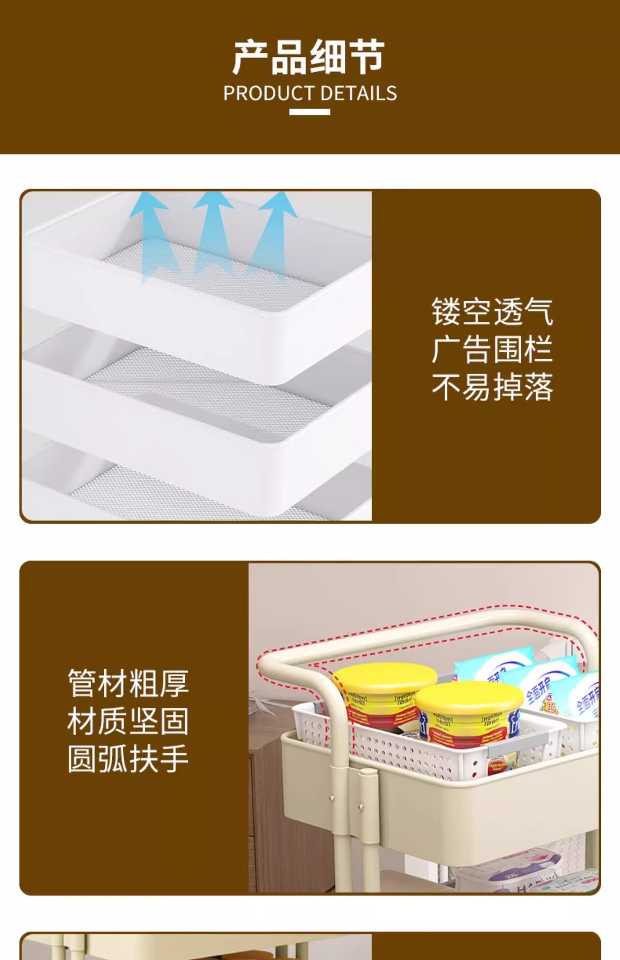Small cart storage rack, floor standing multi-layer movable living room kitchen storage rack, dormitory snack storage cart wholesale