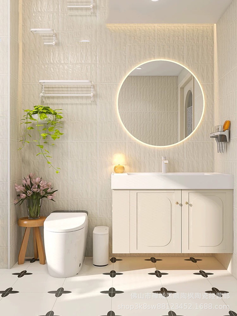 400X800 pearl shell concave convex grid all ceramic floor tiles, soft gloss French cream bathroom kitchen wall tiles