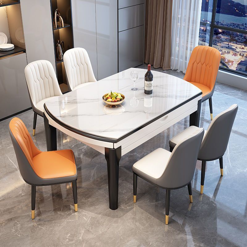 Dining table, home use, high-end rock board dining table, round table, solid wood dining table, chair, circular dining table, extendable folding dining table chair