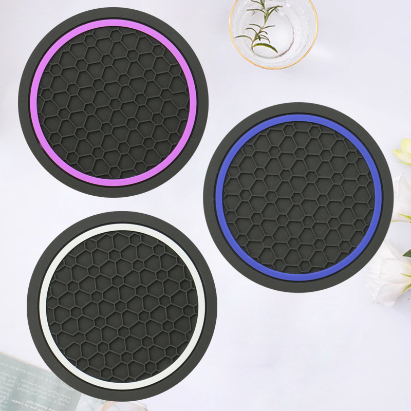 Car Coaster Cross-Crored Honeycomb Single Circle Coaster Поставляется против диаметром анти скольжения 7 см мягкого клея творческая тепловая изоляция