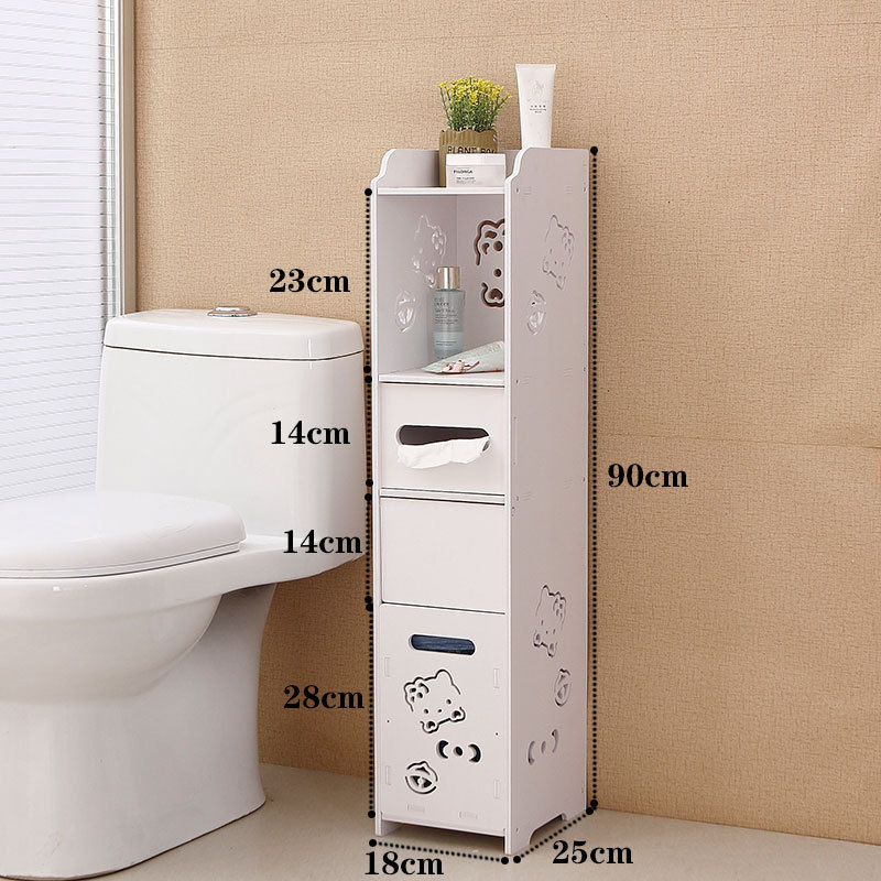 Bathroom side cabinet, toilet side cabinet with garbage bin, bathroom crevice shelf, toilet storage, waterproof storage cabinet
