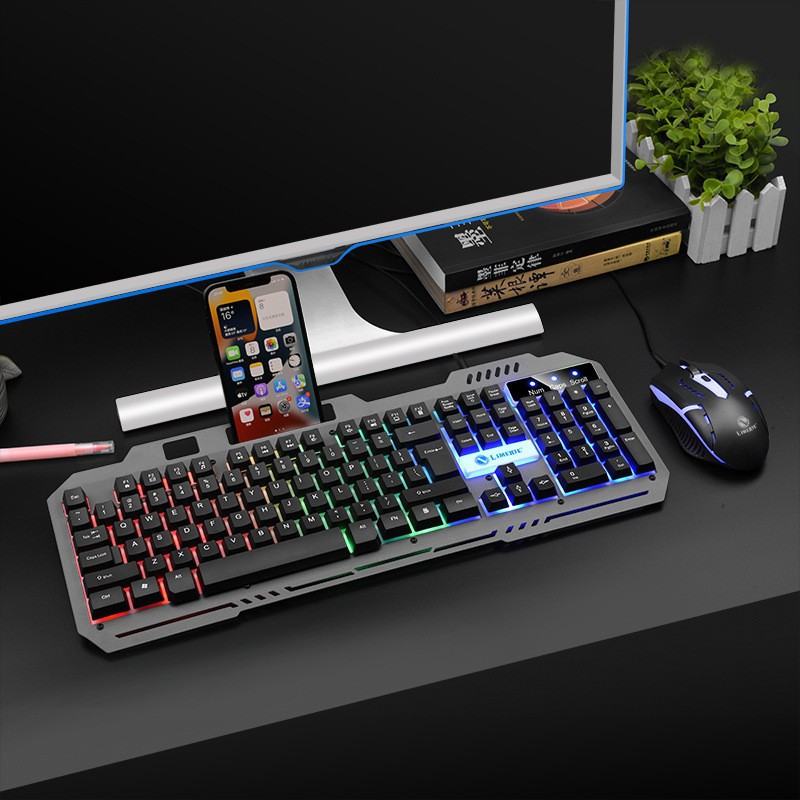 Docton Suspended Rainbow Backlight Computer USB Wired Keyboard and Mouse Set DIY Installation and Configuration