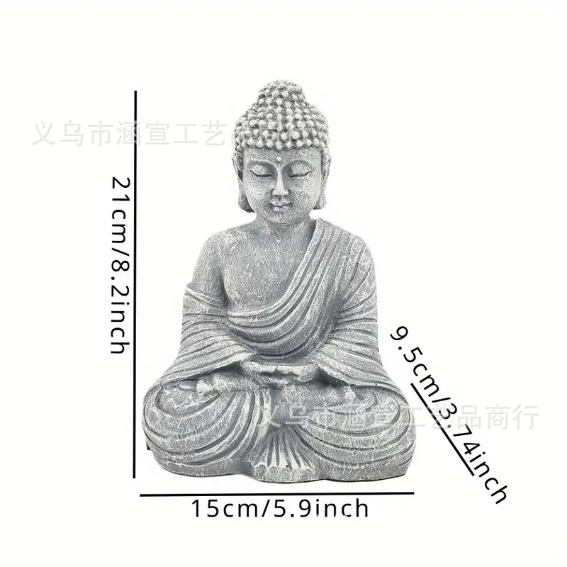 Garden Buddha Statue Decoration Chinese Zen Shakyamuni Sitting Statue Courtyard Decoration Landscape Study Entrance Photography Props