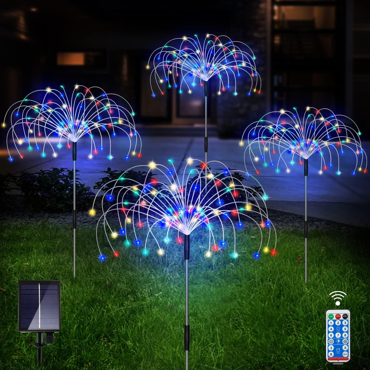 Amazon solar fireworks lights, LED lights, Christmas ground plug, 8 modes, outdoor waterproof garden courtyard decoration