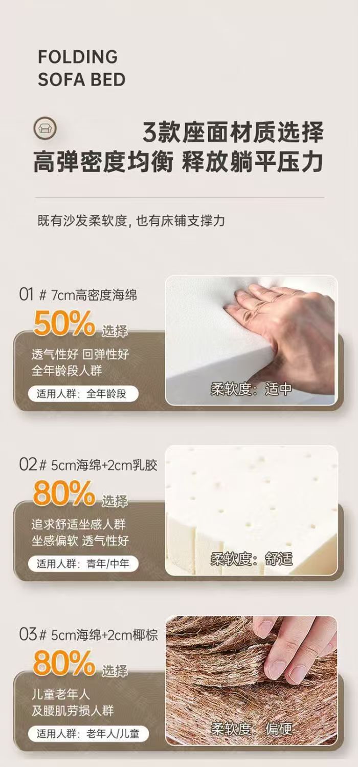 Internet celebrity popular item, detachable and washable imitation cotton linen sofa bed, living room balcony dual-use leisure sofa bed, multifunctional folding sofa bed