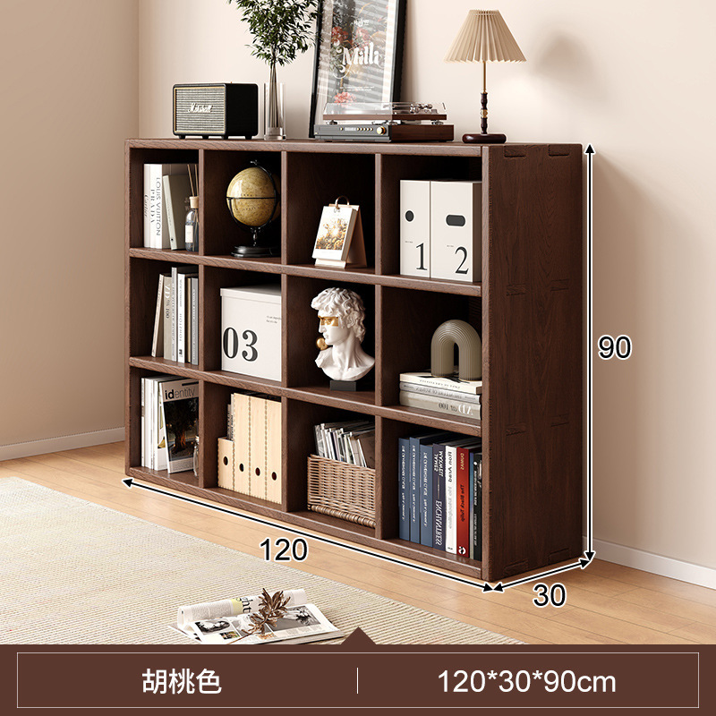 Solid wood bookshelf, floor to ceiling, household bedroom, bedside table, bookshelf, integrated sandwich, bedside storage cabinet, living room cabinet