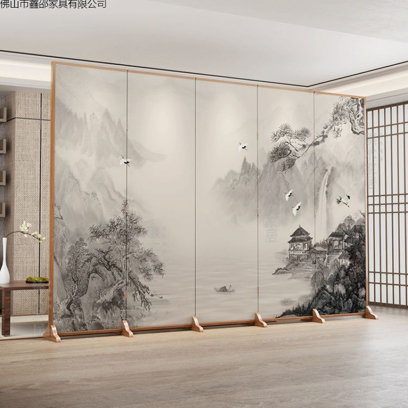 Simple modern Chinese style screen partition, living room covering, entrance office, hotel foldable folding electric fan