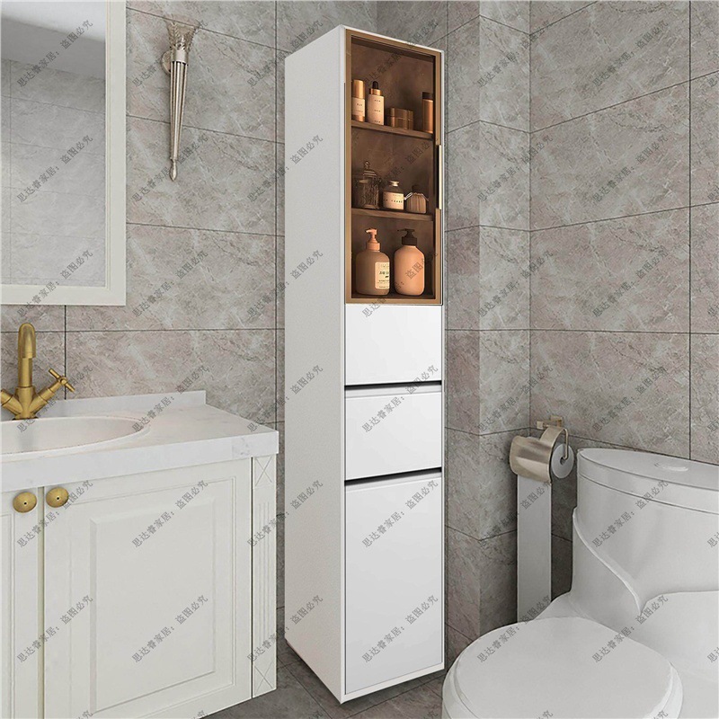 Solid wood waterproof bathroom, washbasin, storage cabinet, crevice side cabinet, narrow cabinet, storage cabinet, standing cabinet