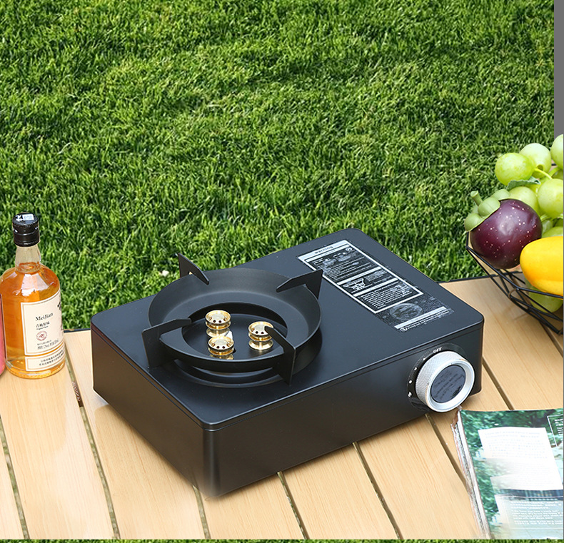 Outdoor camping, three head windproof stove, portable gas stove, dual-purpose card stove, picnic gas stove, card magnetic stove
