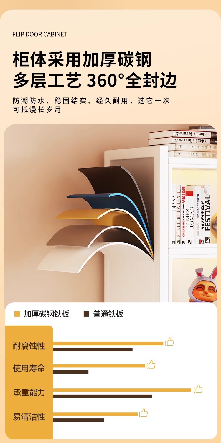Steel Bookcase Storage Cabinet Integrated with Door Children's Bookshelf Dustproof Home Display Cabinet Floor Storage Rack Storage Cabinet