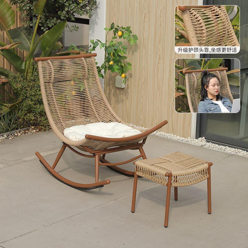 Lazy sofa rattan lounge chair can sleep on the balcony, home use leisure chair, living room nap chair, internet famous rocking chair