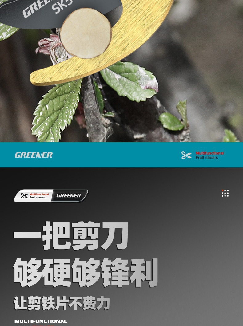 绿林SK5修枝剪贴合手掌久握不累 粗枝省力园艺剪刀园林专用花枝