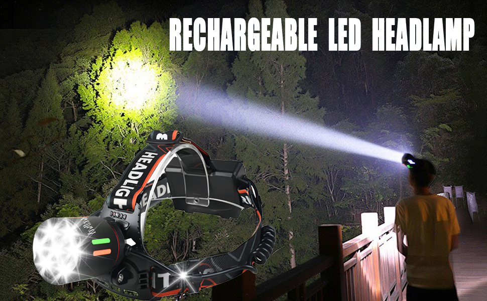 New cross-border white laser headlights with long-range LED rechargeable outdoor patrol zoom headlights