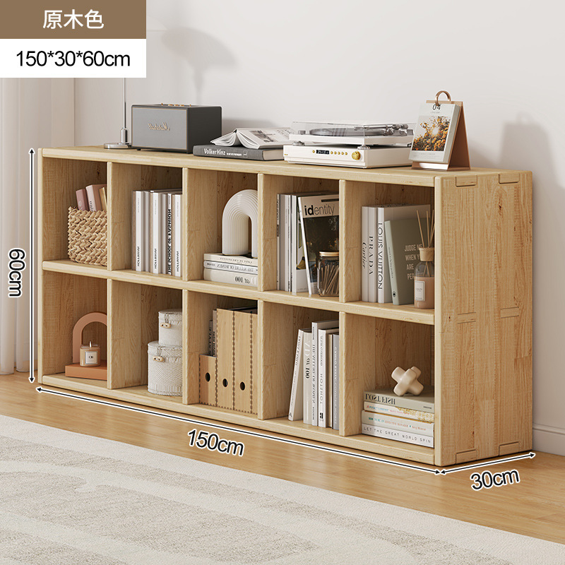 Solid wood bookshelf, floor to ceiling, household bedroom, bedside table, bookshelf, integrated sandwich, bedside storage cabinet, living room cabinet