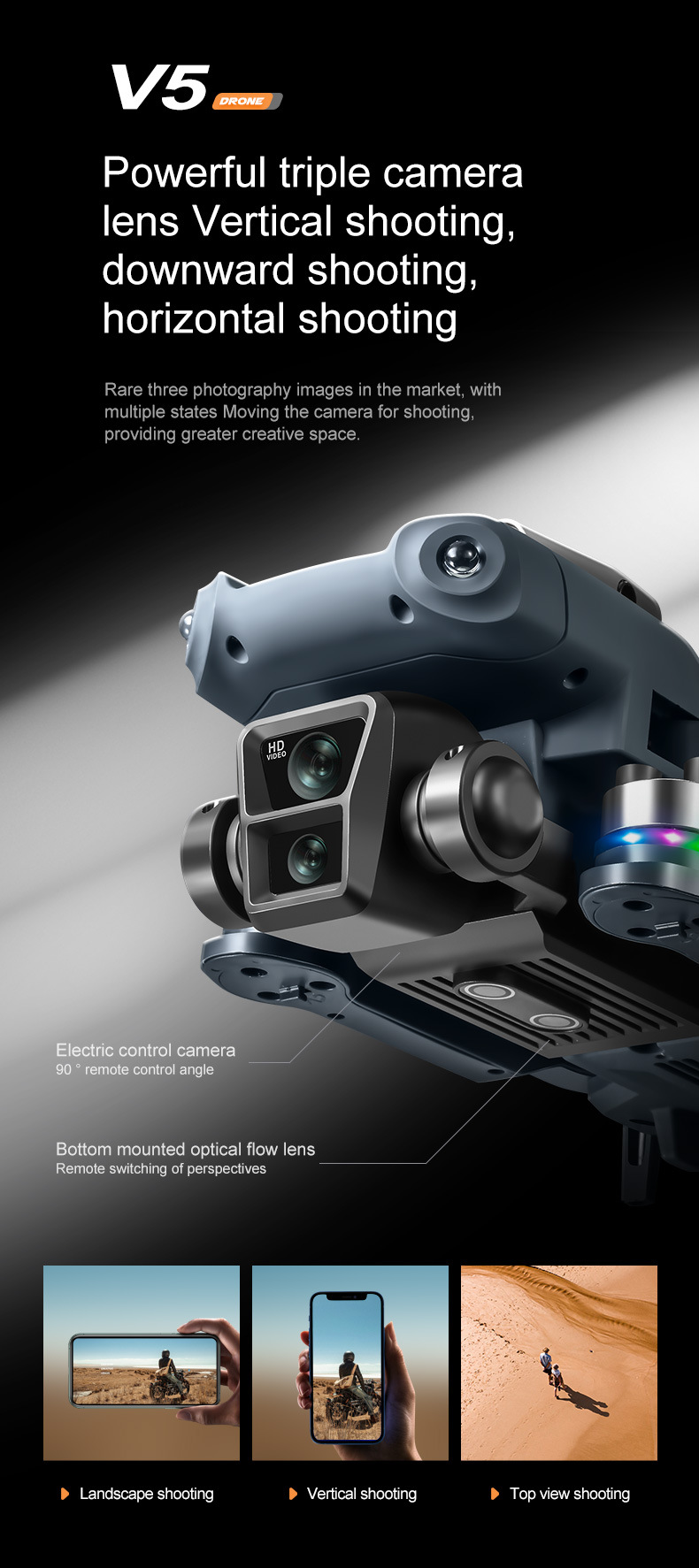 Cross border V5 unmanned aerial vehicle dual camera aerial photography with screen remote control aerial photography aircraft folding remote control aircraft