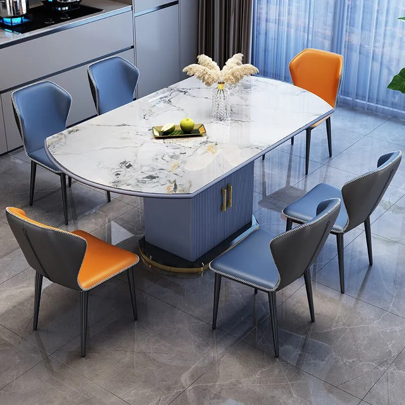 Light luxury rock board dining table, dining chair, household simple dining table, round table, extendable induction cooker, storage table, wholesale