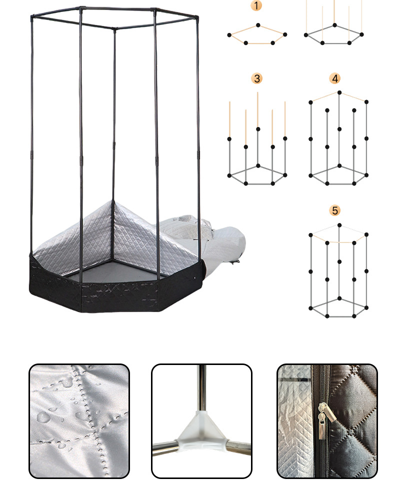 Cross border portable sauna room, sauna bath box, full body single person sauna box, detachable and foldable