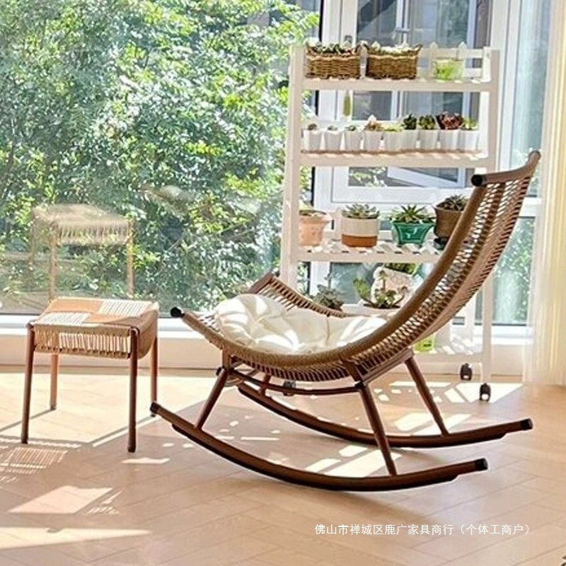 Lazy sofa rattan lounge chair can sleep on the balcony, home use leisure chair, living room nap chair, internet famous rocking chair