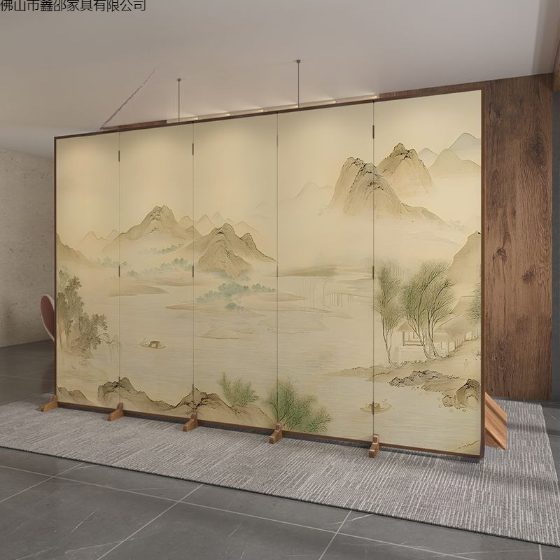 Simple modern Chinese style screen partition, living room covering, entrance office, hotel foldable folding electric fan