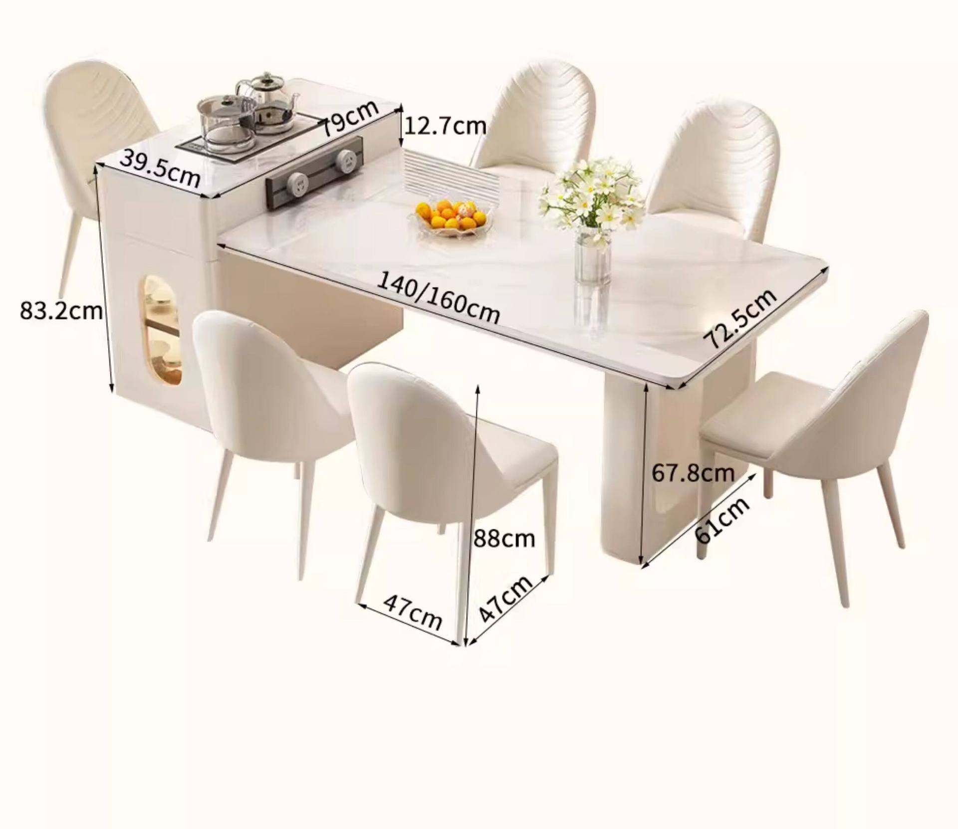 Italian rock slab dining table, island platform integrated small apartment, modern and simple dining room, kitchen, expandable middle island platform dining table