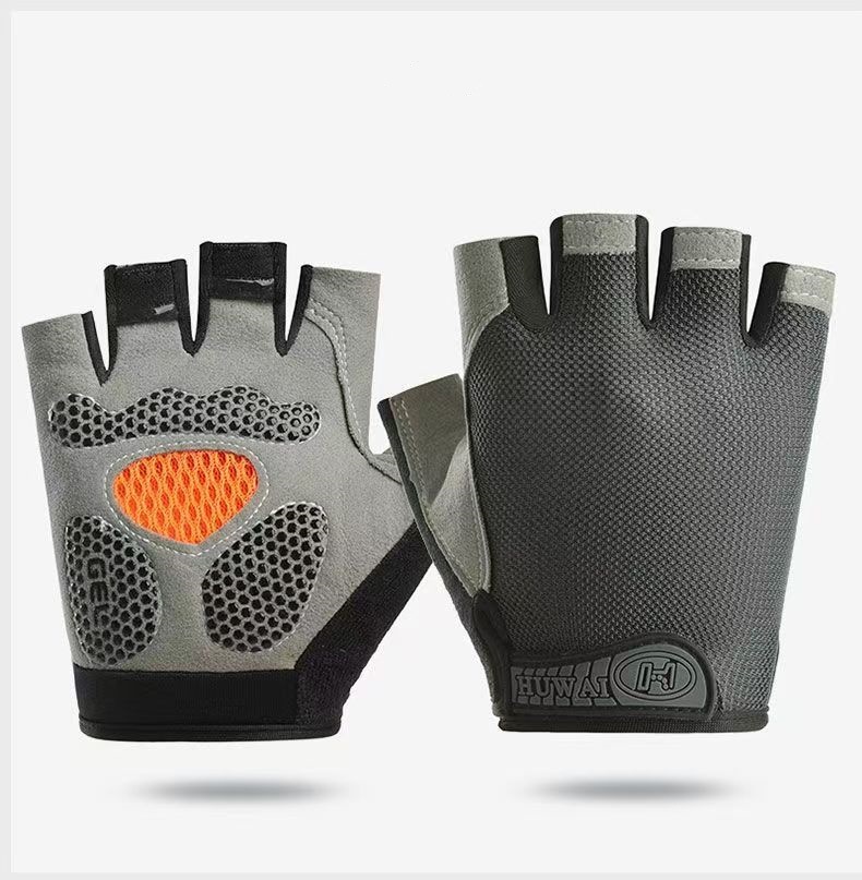 Cycling Half Finger Gloves Outdoor Sports Sunscreen Anti slip Men's and Women's Fitness Mesh Summer Bicycle Protection Ultra thin Breathable
