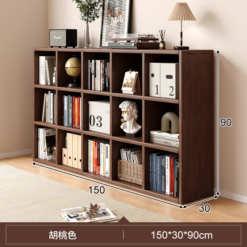 Solid wood bookshelf, floor to ceiling, household bedroom, bedside table, bookshelf, integrated sandwich, bedside storage cabinet, living room cabinet