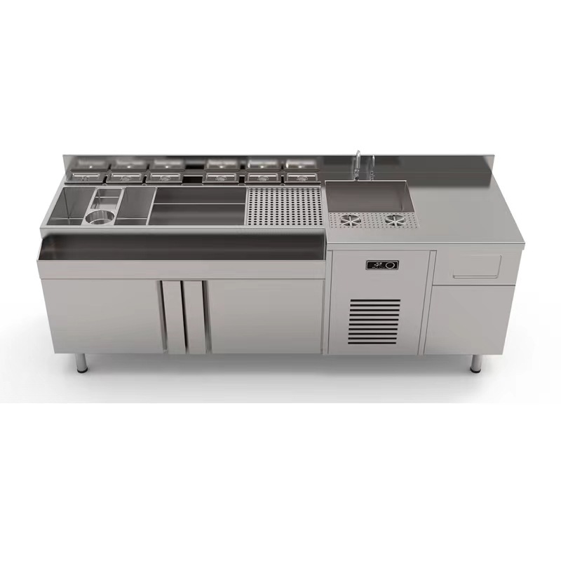 Manufacturer wholesale bar cocktail counter, cleaning bar, refrigeration workbench, water bar operation, stainless steel wine cabinet equipment for Taiwanese businesses
