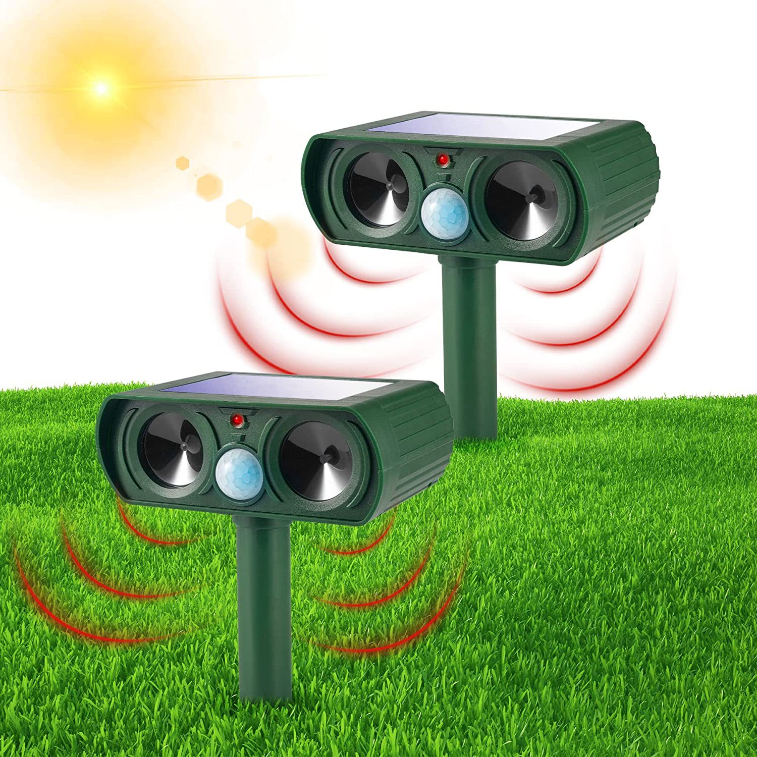 Multi functional outdoor solar ultrasonic animal repellent, mouse repellent, bird repellent, cat and dog repellent