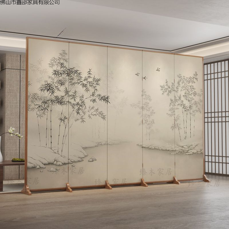 Simple modern Chinese style screen partition, living room covering, entrance office, hotel foldable folding electric fan
