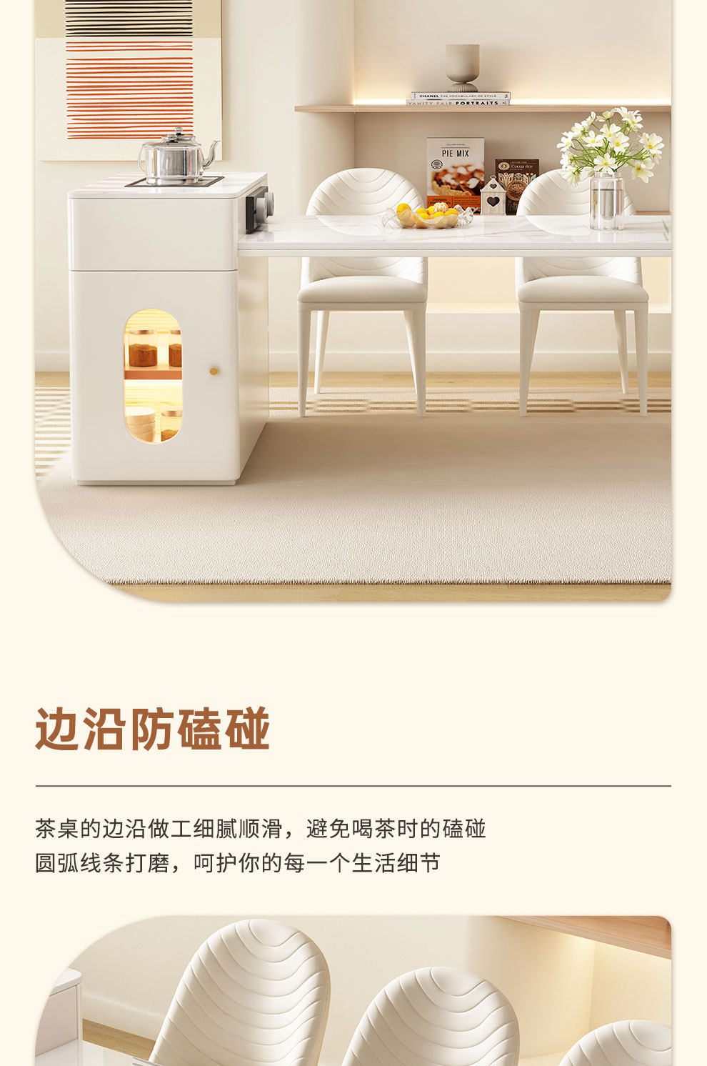 Italian rock slab dining table, island platform integrated small apartment, modern and simple dining room, kitchen, expandable middle island platform dining table