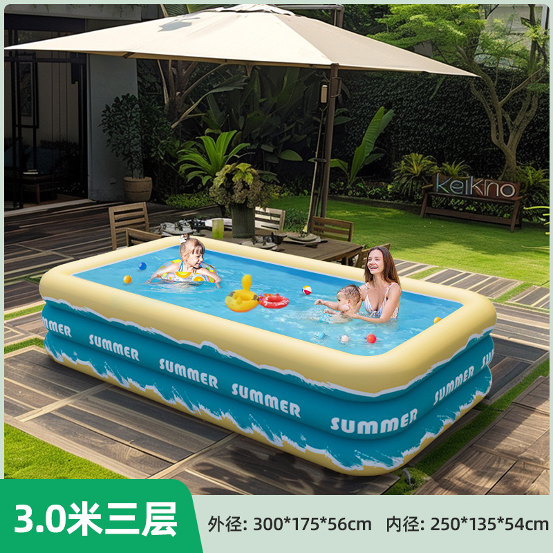 Overseas inflatable swimming pool for home, outdoor, baby, children, family, adult, thick square play pool