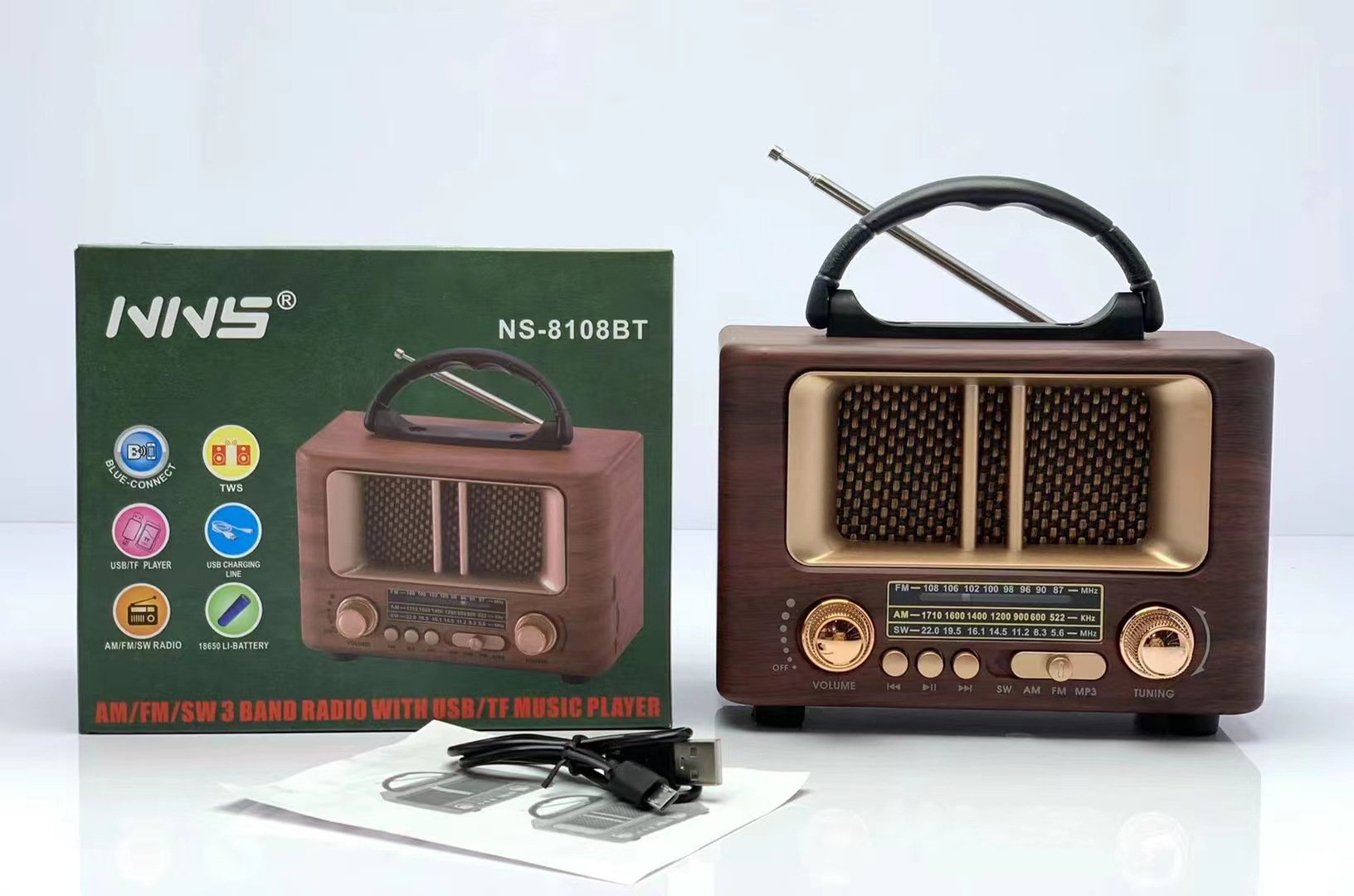 Беспроводная Bluetooth-колонка из дерева NS-8108