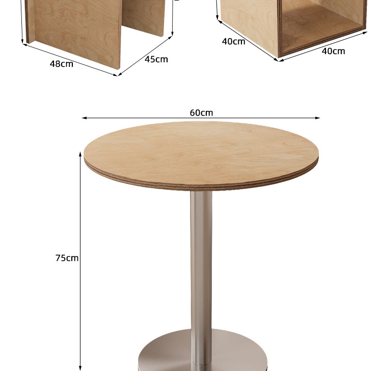 Modern minimalist wooden dining table and chairs 60CM80CM square table, small round table chairs, light luxury ocean board, one table, four chairs