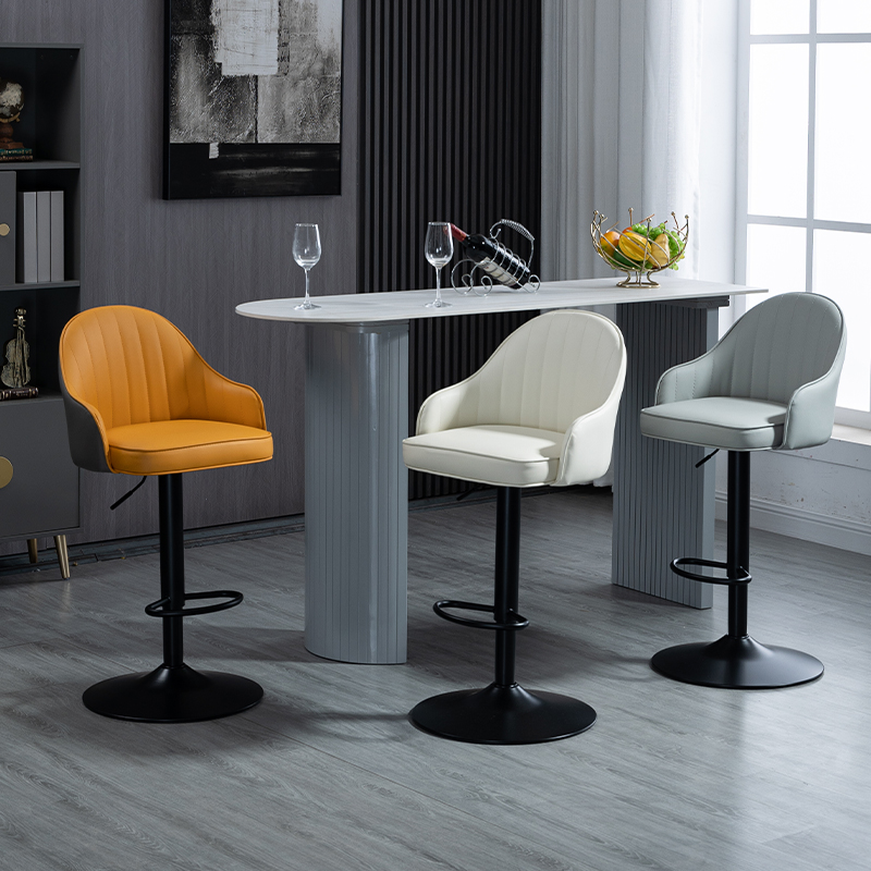 Light luxury bar counter chair, adjustable rotating high stool, modern simple backrest bar stool, home front desk cashier bar chair