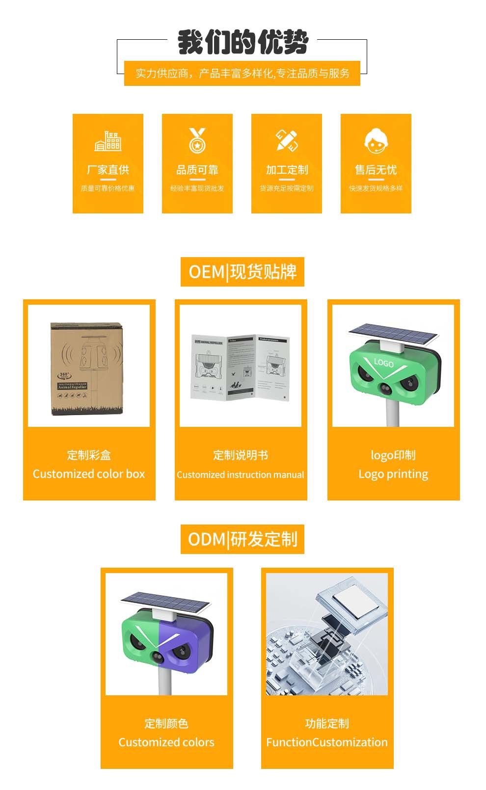 跨境新品360度红外感应驱鸟器 太阳能警报驱鼠器  爆闪动物驱赶器