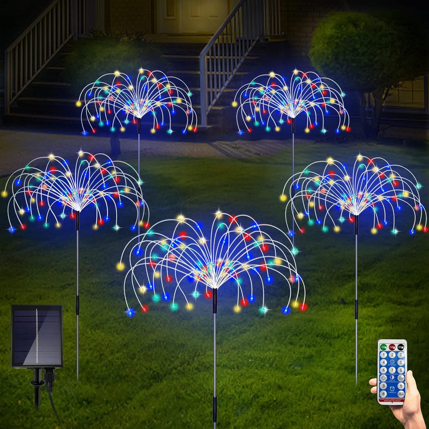 Amazon solar fireworks lights, LED lights, Christmas ground plug, 8 modes, outdoor waterproof garden courtyard decoration