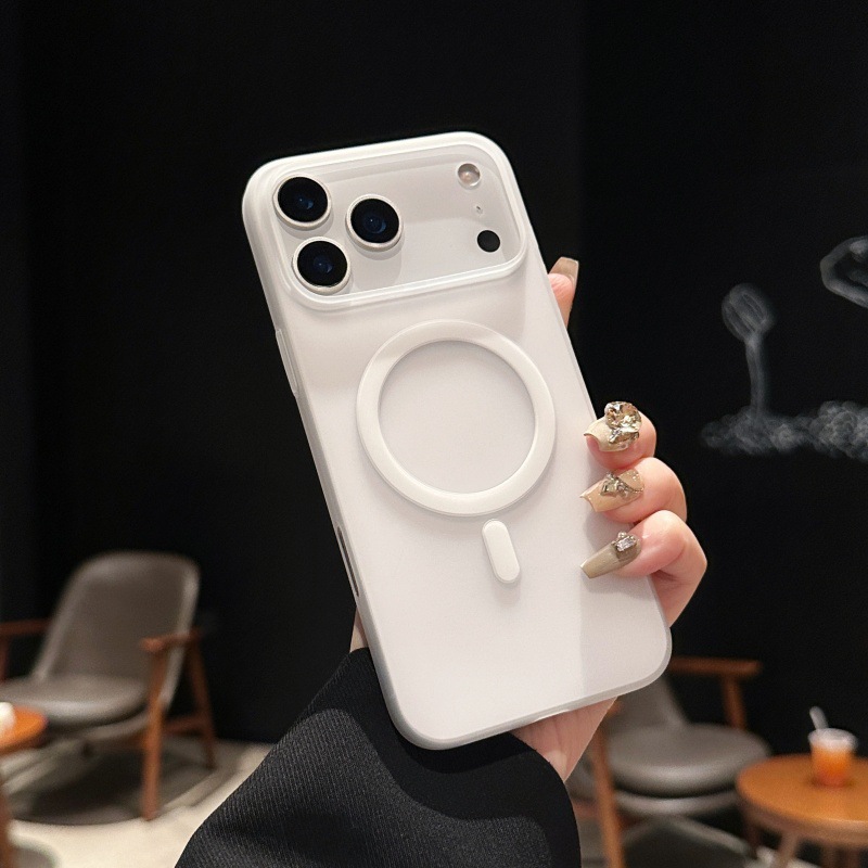 Ice mist ultra-thin skin feel suitable for iPhone 17 phone case semi transparent frosted magnetic charging Apple 16 anti drop hard case