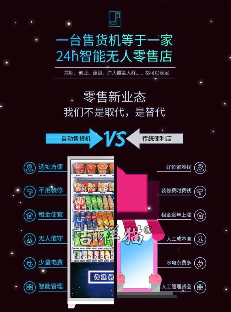 Smart vending machine, QR code scanning unmanned vending machine, vending machine, self-service beverage machine, commercial use