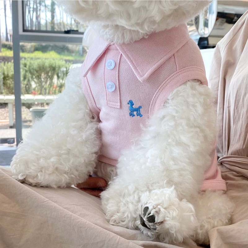 ПЭТ лето сплошной цветовой футболок Polo Puppy Spring тонкая дышащая кошачья двуногие жилет