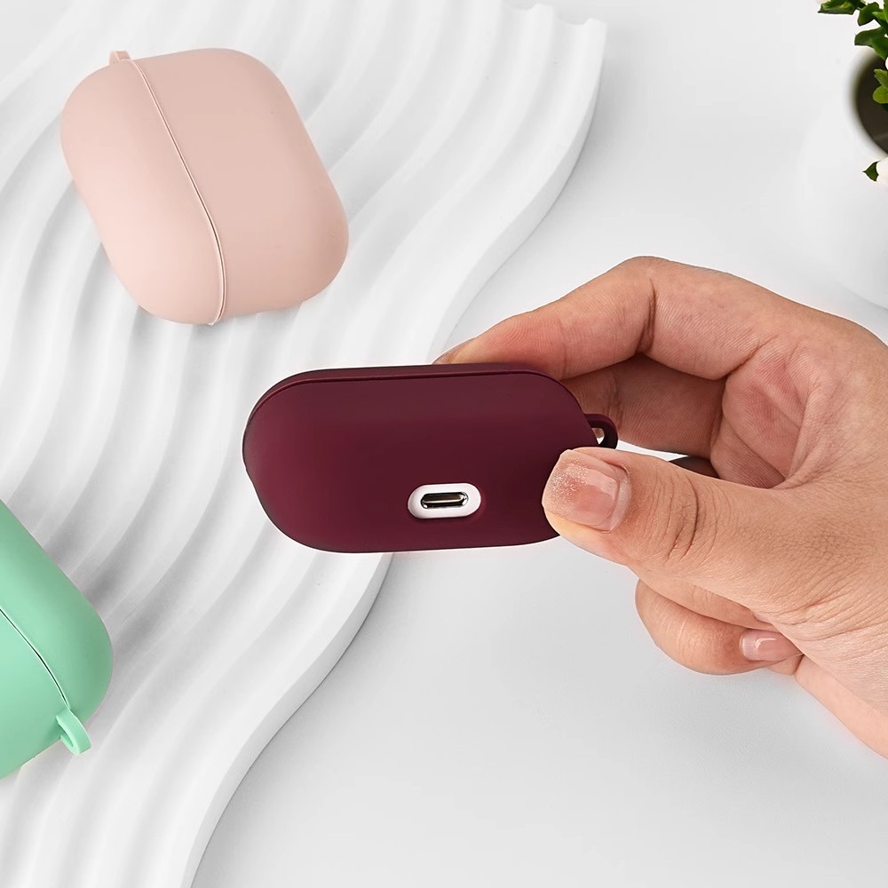 Solid color liquid silicone suitable for AirPods 4th generation protective case, 2nd generation 3rd generation Pro3 Apple Bluetooth earphone soft shell