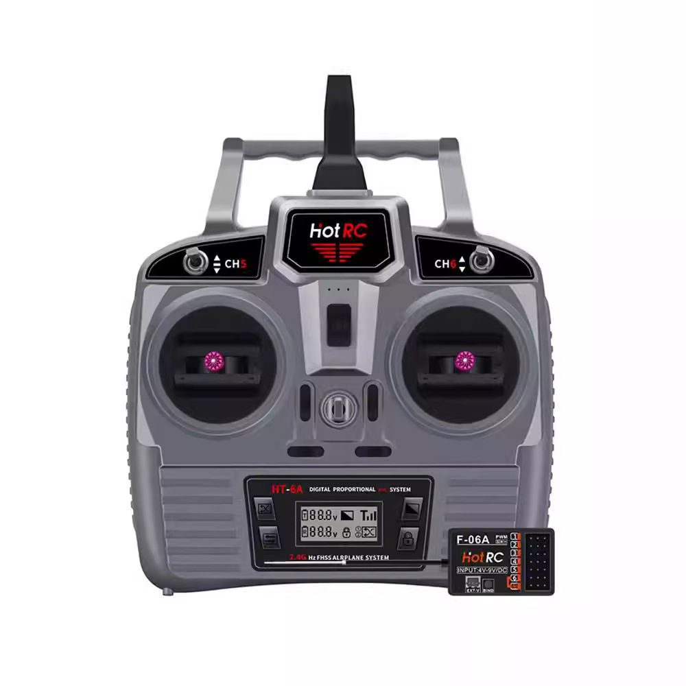 Hotrc HT-6A遥控器电压回传6六通道接收机航模固定翼车船飞机双向